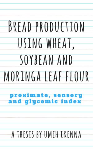 This study investigated the proximate composition, sensory evaluation and glycemic index (GI) of bread produced from flour blends of wheat, soybean and moringa leaf. Soybean and moringa leaf were converted into flour and were used together with wheat flour in different composite formulation in the production of bread.