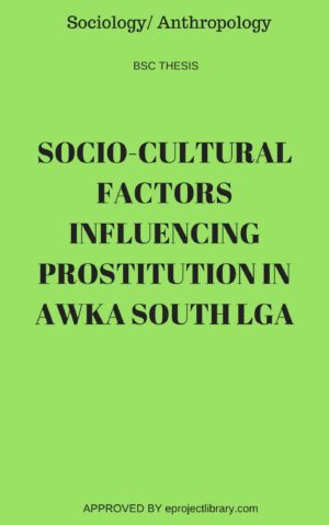 SOCIO-CULTURAL FACTORS INFLUENCING COMMERCIAL SEX IN AWKA SOUTH LGA